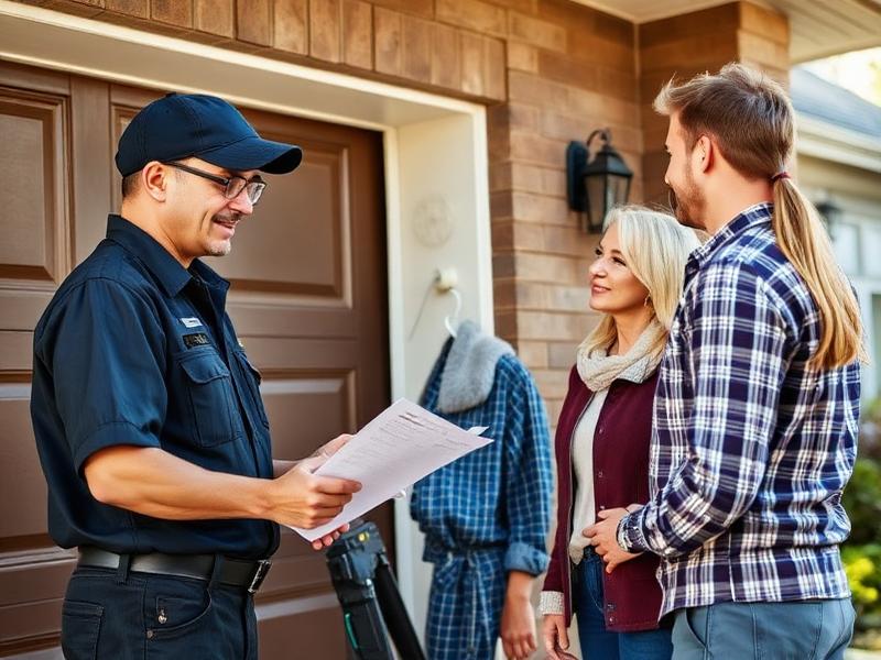 Plainfield Garage Doors technician helping a homeowner with their garage door